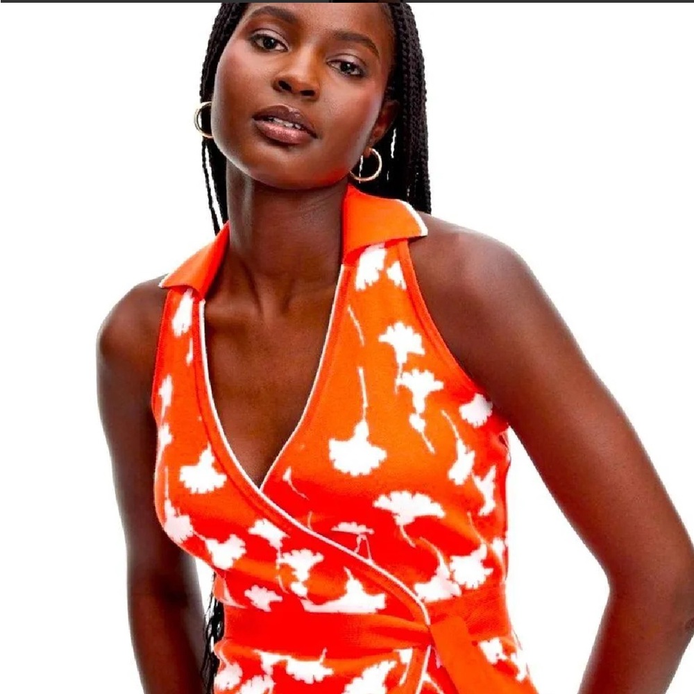 NWT Diane von Furstenburg x Target Orange Ginko Wrap Dress - Size M